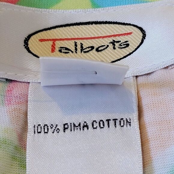 Vintage Talbots Multi Color Retro Print Scoop Neck Short Sleeve T-shirt Size XL - Picture 6 of 8